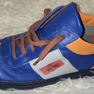 Brand HOUSETHOMAS Blue and Orange Leather Sneakers Men
